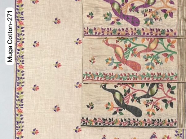 Muga Cotton Birds Weaving Saree